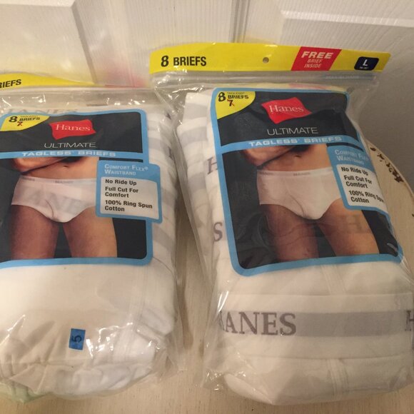 2 Packs 8 Mens Hanes Tagless Comfort Flex Waistband Briefs Size Large 2015 NEW! - Picture 9 of 9